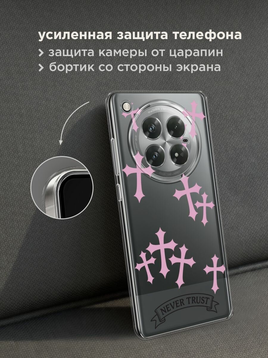 Чехол на Infinix Zero 40 5G / Инфиникс Зеро 40 5G с принтом "Розовые кресты", прозрачный — фото 1