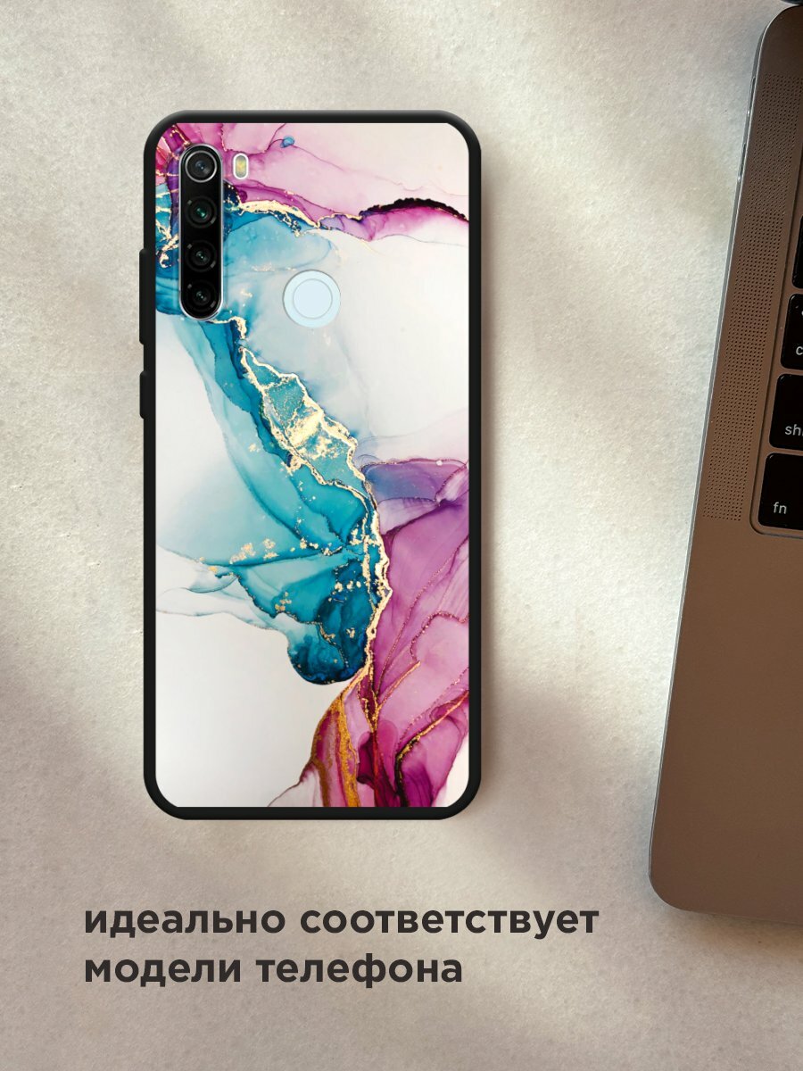 Черный матовый чехол на Xiaomi Redmi Note 8T / Сяоми Редми Нот 8Т с принтом "Розовые разводы рисунок" — фото 1