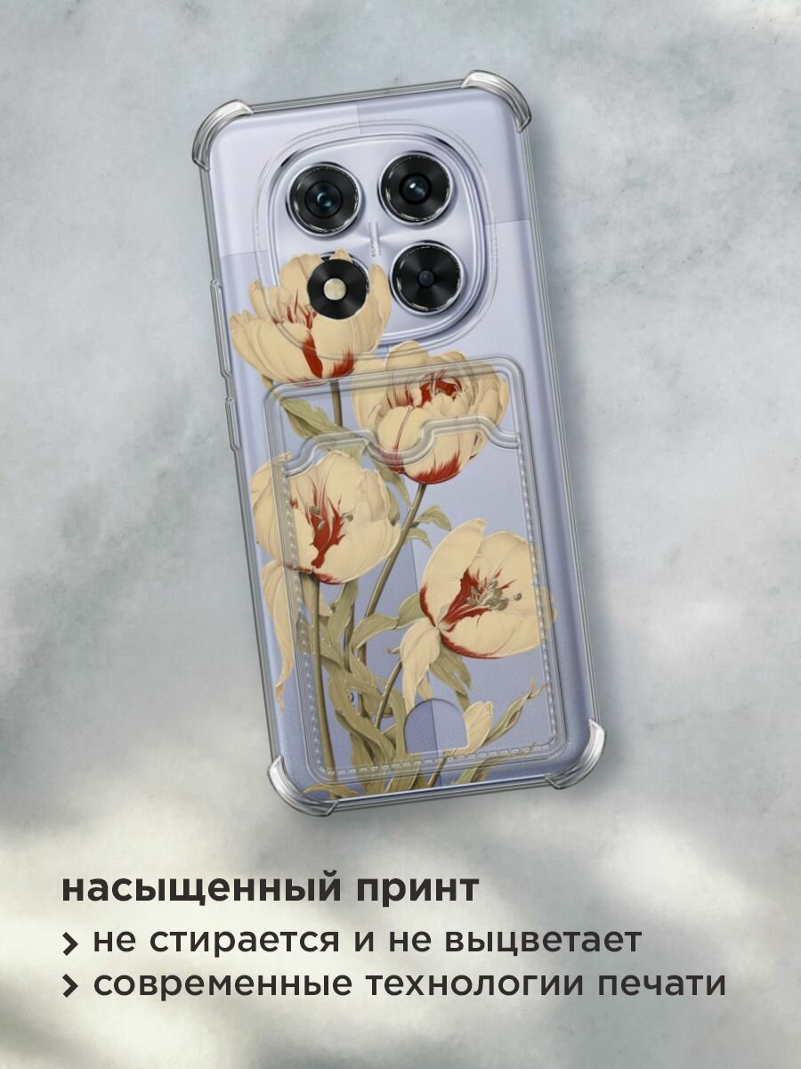 Чехол на Poco X7/Xiaomi Redmi Note 14 Pro 5G (Поко X7) с картой и принтом "Бежевые бутоны" — фото 1