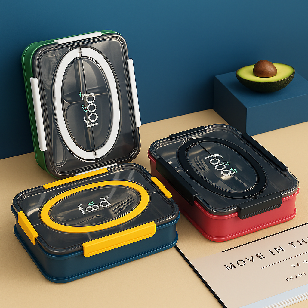 Детский двухуровневый ланчбокс с держателем для телефона и стальным вкладышем 304