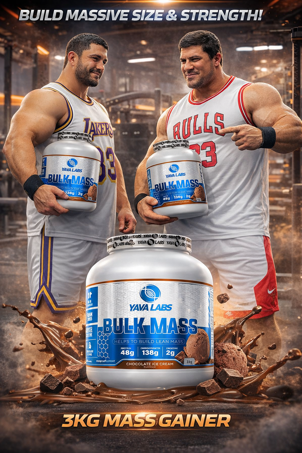 YAVA LABS BULK MASS GAINER 3kg для набора массы, Шоколадный вкус, испания