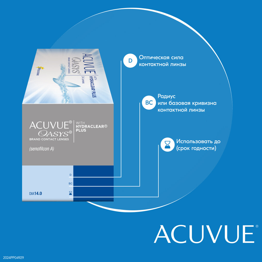 Контактные линзы ACUVUE OASYS with HYDRACLEAR PLUS, 24 шт., R 8,8, D -3,75