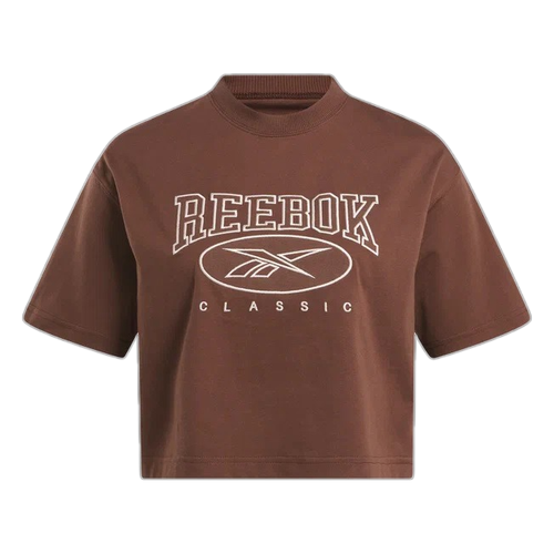 Футболка Reebok Cl Ae Big Logo Crop Tee, размер M, коричневый футболка женская reebok myt бежевый