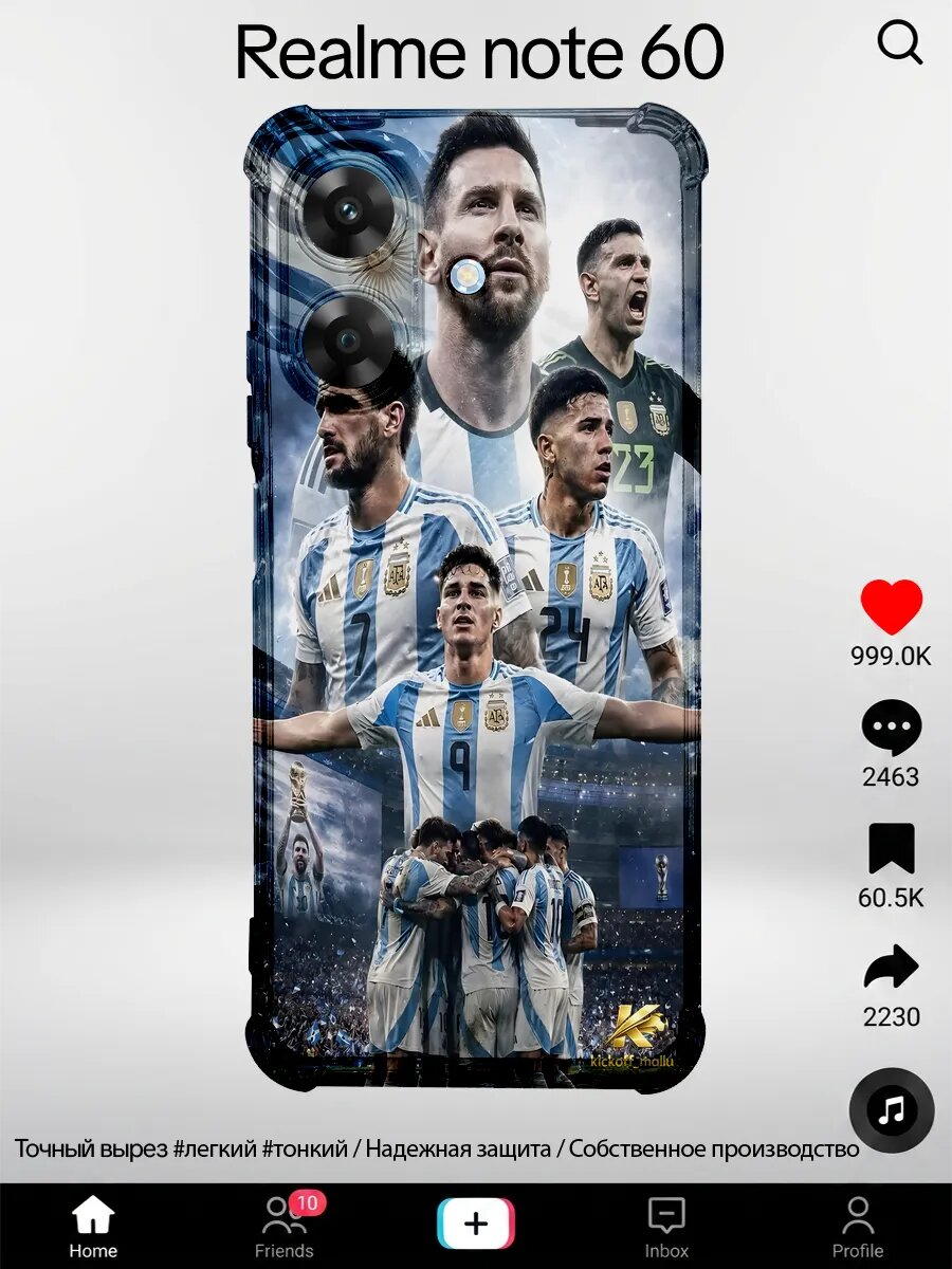 Чехол на Realme Note 60/60X с принтом Сборная Аргентины месс