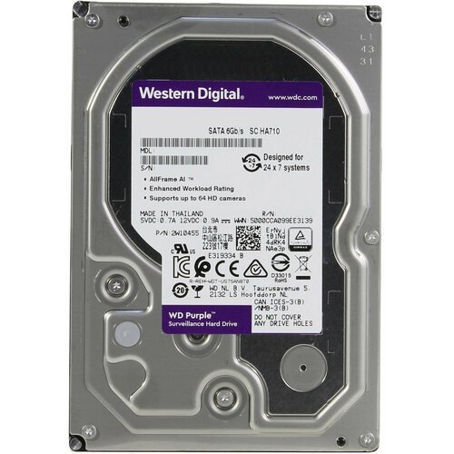Жесткий диск WD SATA-III 10Tb WD101PURP Purple Pro 7200rpm 256Mb 35 WD101PURP 3000000₽