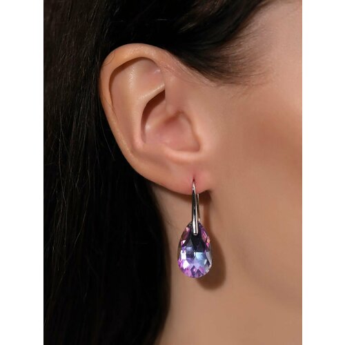 Серьги, фианит, фиолетовый, мультиколор
