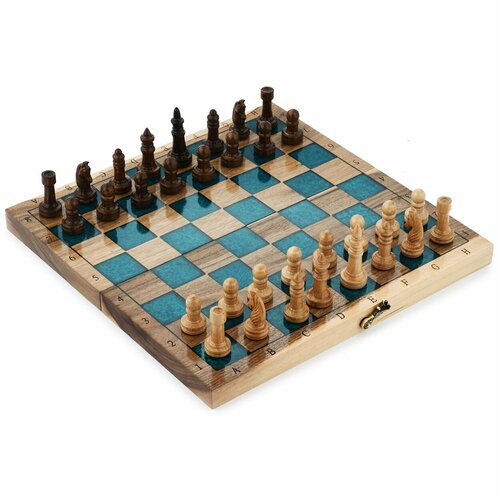 Шахматы + нарды резные Лазурит 40 шахматы резные ручной работы богатыри из ореха и липы