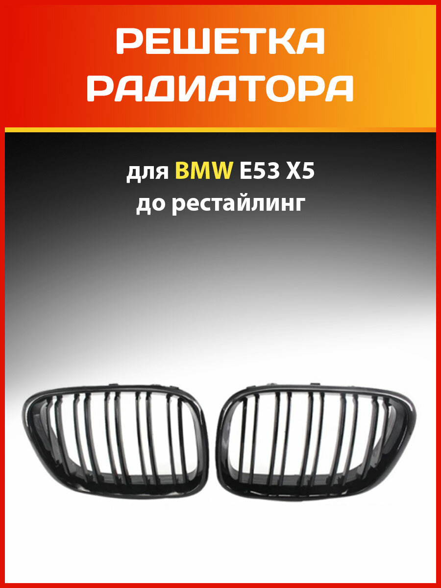 Решетка радиатора (ноздри) БМВ E53 Х5 двойные ребра для BMW E53 X5 m-look до рестайлинг 98-03 гг.