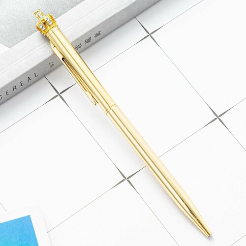 Металлическая шариковая ручка с декоративным элементом 