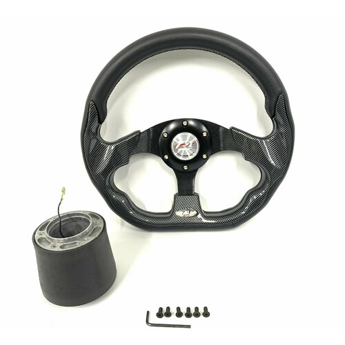 Спортивный руль 4156F-чёрный карбон с адаптером на ВАЗ 2101,2102,2103,2104,2105,2106,2107