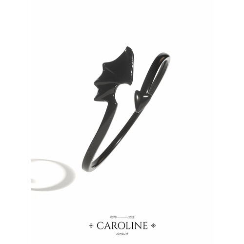 фото Кольцо caroline jewelry, безразмерное, черный
