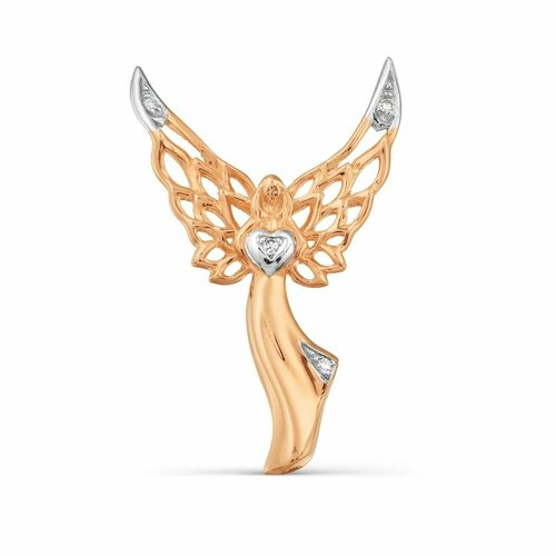 Подвеска, красное золото, 585 проба, бриллиант, размер 2.4 см., золотой