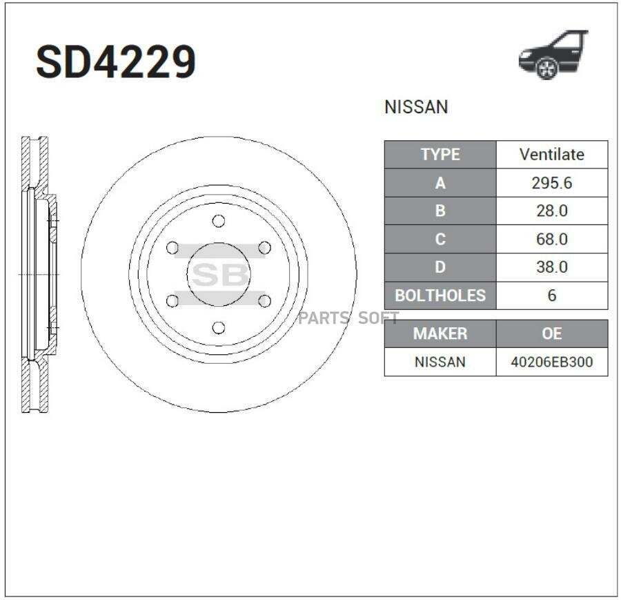 SANGSIN BRAKE SD4229 Диск тормозной