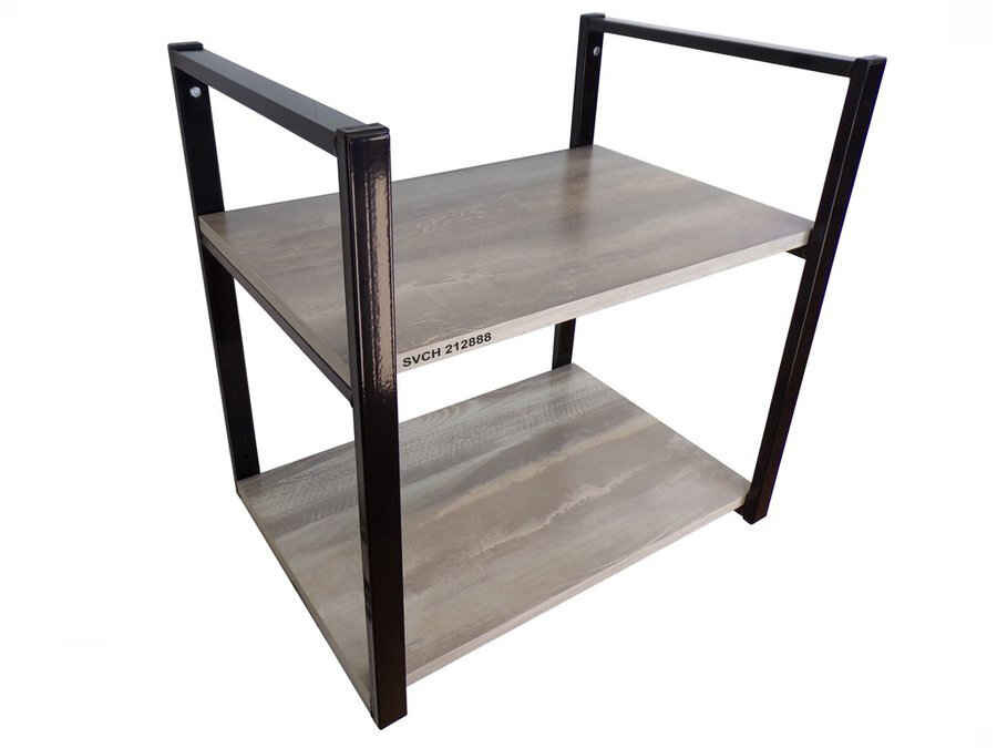 фото Полка для микроволновки GARROSS "SIBERIA 212637", две полки 35х54 см, высота 54 см, каркас чёрный, цвет полок дуб сонома