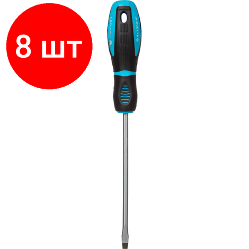 Комплект 8 штук, Отвертка шлицевая SL 4x100 TOPFORT (546004)