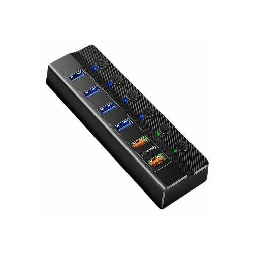 Orient Контроллер BC-306PSQC USB 32 Gen1 USB 30 HUB 4 порта 2 порта Quick Charge 30 для быстрой зарядки выключатели на каждый порт внешний 341500₽