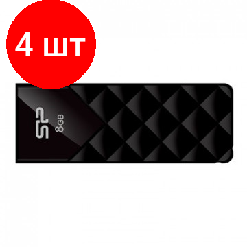 Комплект 4 штук, Флеш-память Silicon Power Ultima U03, 8Gb, USB 2.0, чер, SP008GBUF2U03V1K