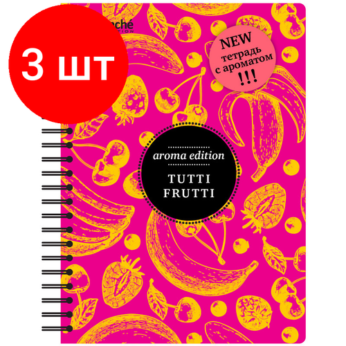 Комплект 3 штук, Бизнес-тетрадь ароматизир.100л, кл, А5, тутти фрутти, спир, тонир. блок 84904 блокнот бизнес тетрадь ароматизир 100л кл а5 тутти фрутти спир тонир блок 84904