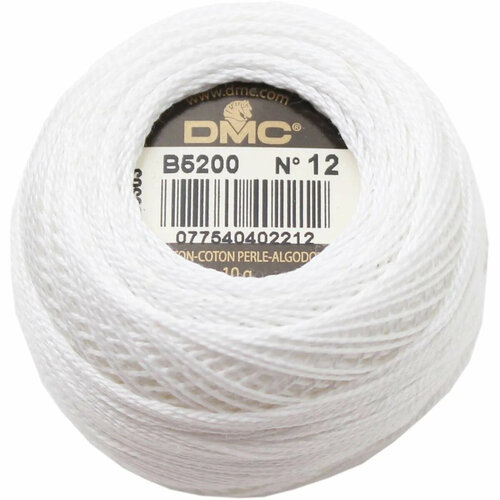Нитки для вышивания DMC Pearl cotton (Артикул 116, №12, 10 гр. / 120 м, цвет: b5200 - Снежно-белый) нити для вышивания dmc pearl cotton 115ar 5 15 м цвет b5200 снежно белый