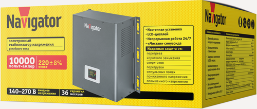 Изображение товара Стабилизатор напряжения настенный Navigator 61 781 NVR-RW1-10000, 10000ВА