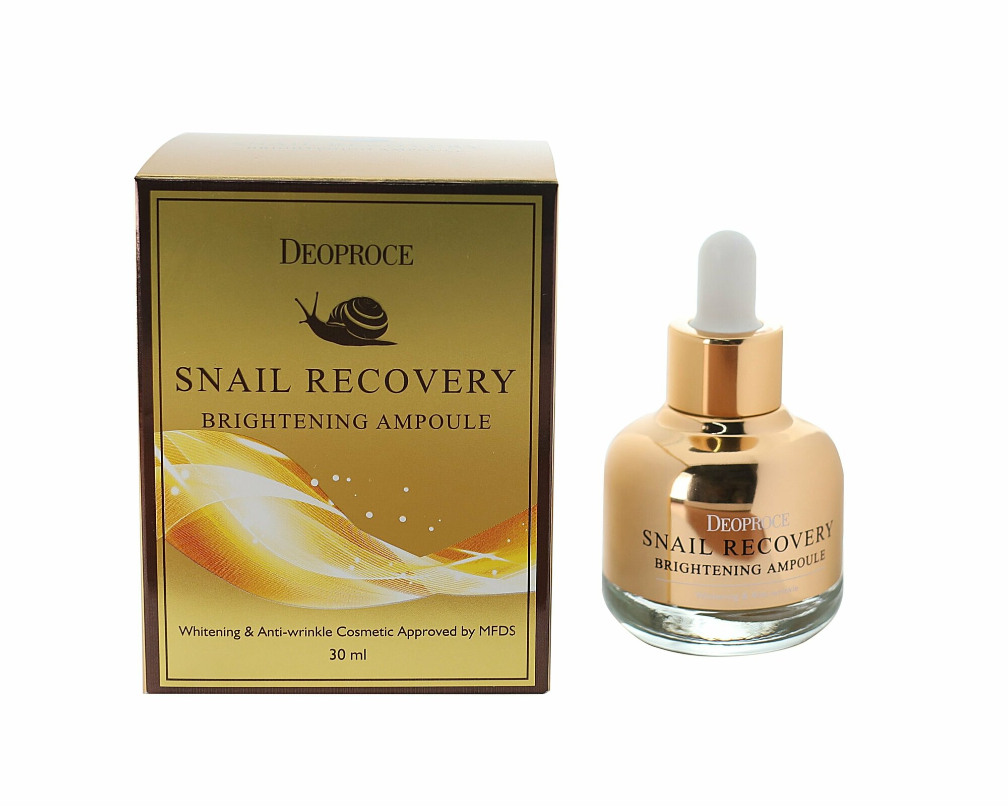 Сыворотка на основе муцина улитки Deoproce Snail Recovery Brightening Ampoule 30гр - фото №14