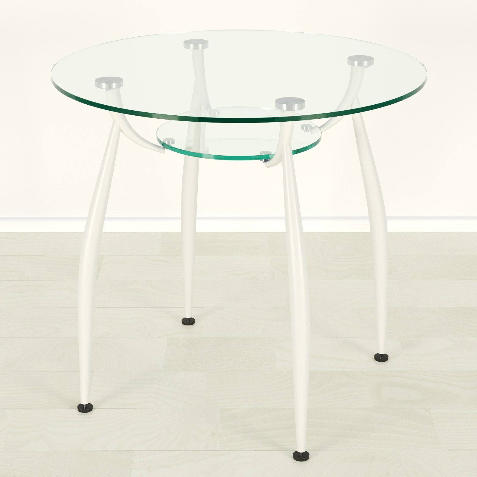 Круглый стеклянный стол Вокал 18-4 прозрачный/белый D80