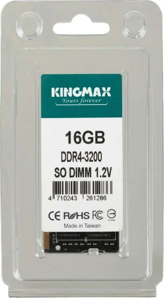 Оперативная память для ноутбука 16Gb (1x16Gb) PC4-25600 3200MHz DDR4 SO-DIMM CL22 KingMax KM-SD4-3200-16GS KM-SD4-3200-16GS