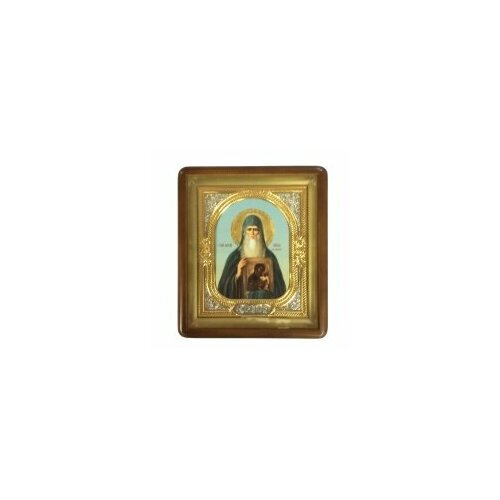 Икона в киоте 18*24 фигурный, фото, риза-рамка, открыт, частично золочен (Василий Великий) #54202