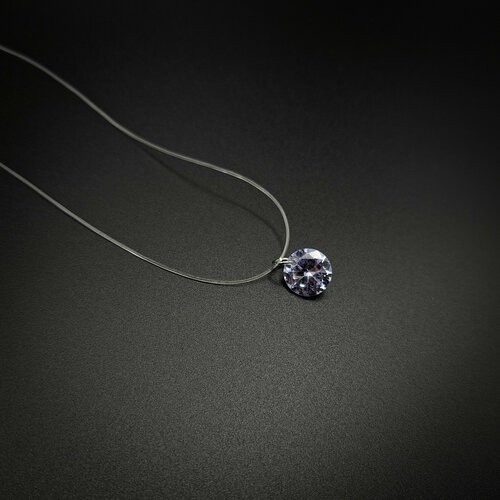 фото Чокер кулон подвеска на шею, цветок жизни, чокер невидимка леска, женское колье, длина 49 см, бесцветный, серебряный reniva