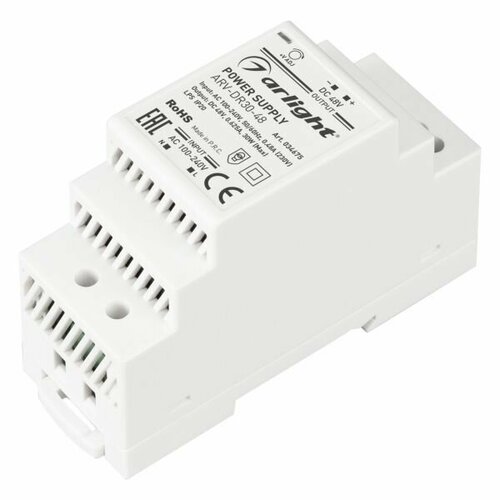 034675 Блок питания ARV-DR30-48 (48V, 0.6A, 30W) (Arlight, IP20 DIN-рейка)