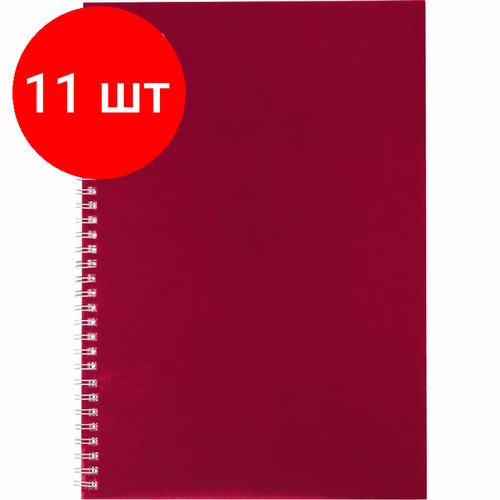 Комплект 11 штук, Бизнес-тетрадь А4 80л ATTACHE, спираль, бордо, блок 60г, обложка 215г бизнес тетрадь attache а4 80 листов спираль бордо блок 60 г обложка