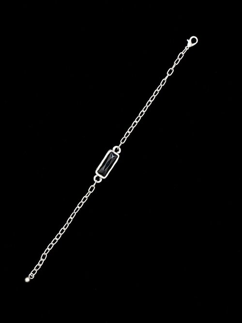 Браслет-цепочка, стекло, размер 23 см, размер one size, серебряный