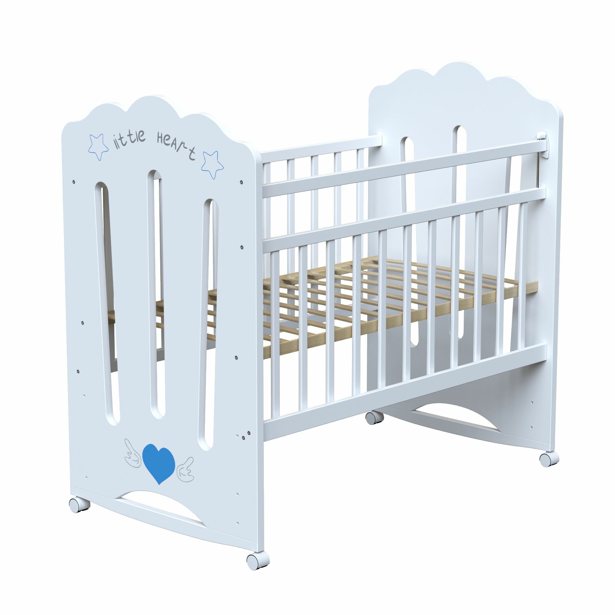 Детская кровать Little heart для новорожденных с колесом-качалкой
