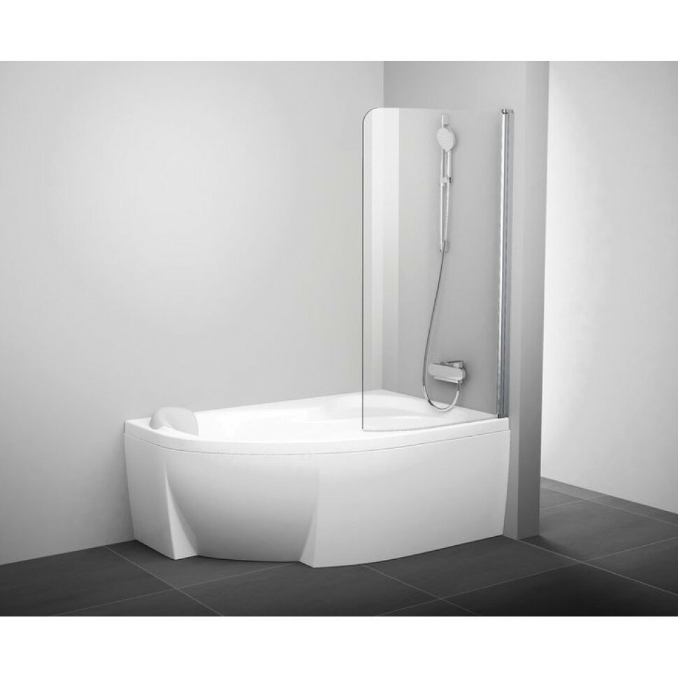 Шторка на ванну (85х150) Ravak Chrome CVSK1 Rosa 140/150 R 7QRM0C00Y1 Transparent