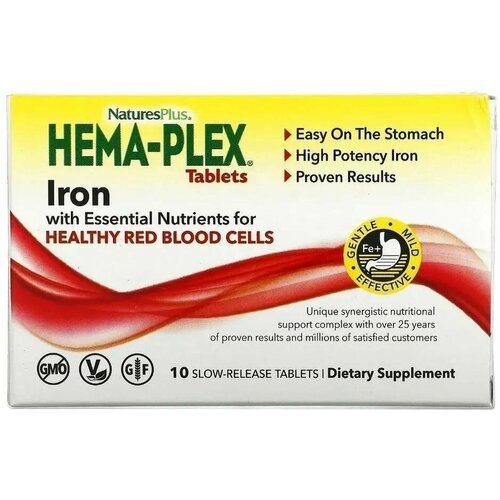 NaturesPlus Hema-Plex в коробке 10 таблеток с замедленным высвобождением (таблетки массой 1323 мг)