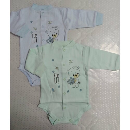 Боди, комплект из 2 шт., размер 68, зеленый, голубой набор из 3 боди с длинными рукавами для новорожденных белый розовый