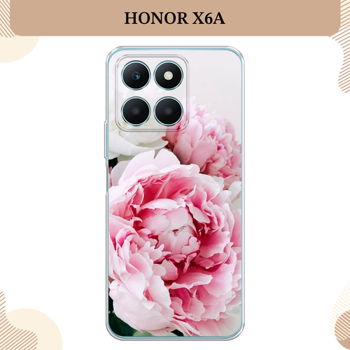 Силиконовый чехол Розовые и белые пионы на Honor X6A / Хонор X6A силиконовый чехол розовые и белые пионы на honor 20 хонор 20