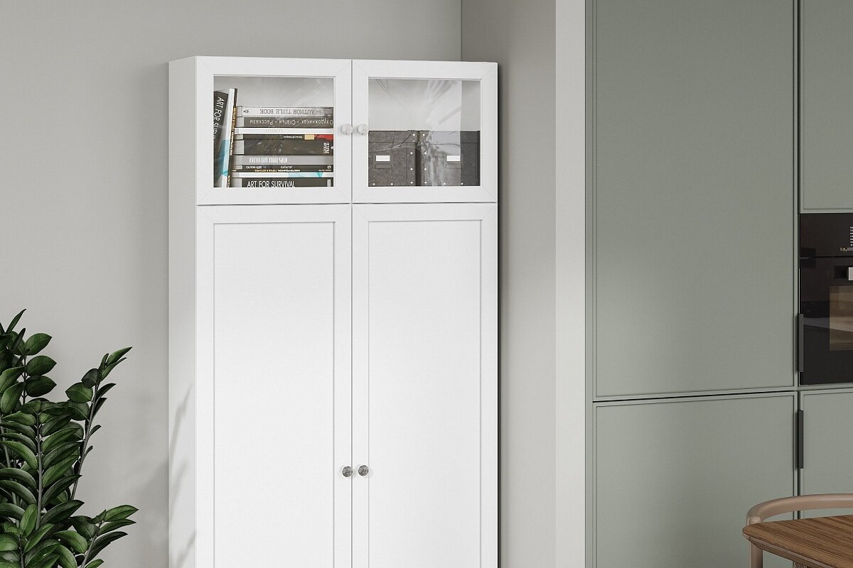 Антресоль МебельЛэнд24 Билли 2 створки со стеклом 80x30x35