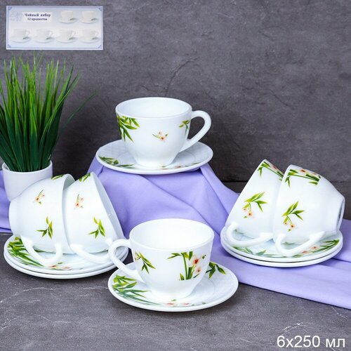 Чайный набор на 6 персон 12 предметов Бамбук с орхидеей