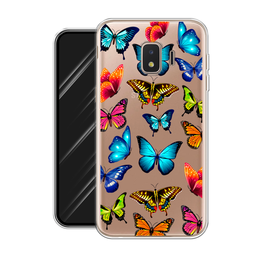 Силиконовый чехол на Samsung Galaxy J2 Core (2020) / Самсунг Галакси J2 Core (2020) Разные бабочки, прозрачный