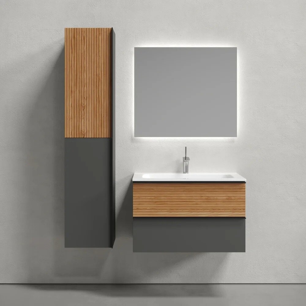 фото Мебель для ванной Sancos Delta 80 дуб красный, графит