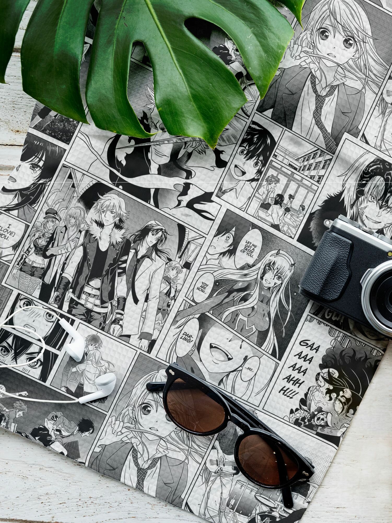 Полотенце вафельное пляжное 70х140 "Crazy Getup" рис 16619-1 Manga anime