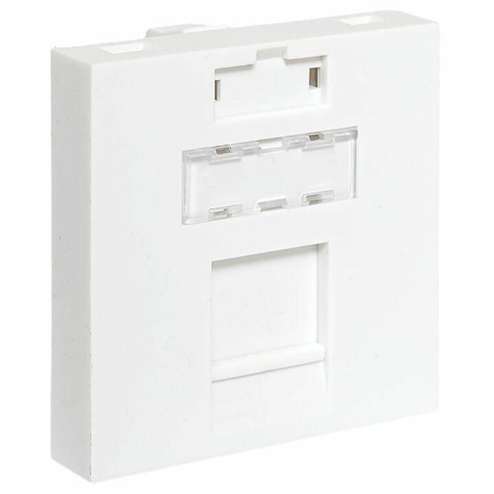 фото Вставка розеточная 45х45мм формат Mosaic на 1 модуль Keystone защ. шторки и маркером бел. TeraLINK PRO EKF TRP-INS-MOS-2M1P-WH