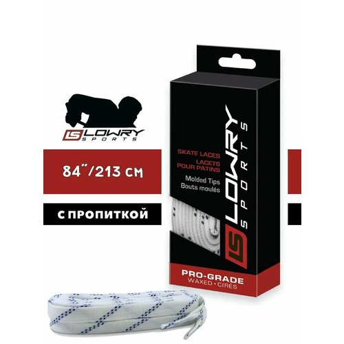 Шнурки хоккейные Lowry Sports профессиональные с пропиткой 84' / 213cm (белые)