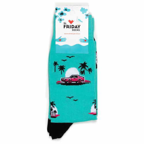 Носки St. Friday Мужские носки с надписями и рисунками St.Friday Socks, размер 38-41, розовый, голубой