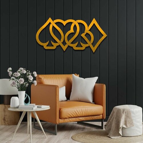 Декоративное панно деревянное, Масти игральных карт (матовое золото)