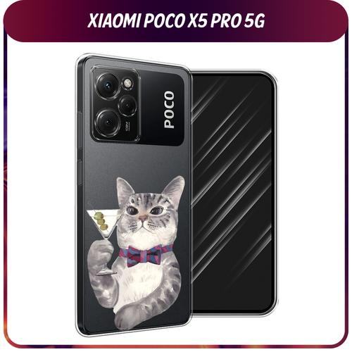 Силиконовый чехол на Xiaomi Poco X5 Pro 5G / Сяоми Поко X5 Про 5G Кот джентльмен, прозрачный силиконовый чехол американская готика на xiaomi poco x5 pro 5g сяоми поко x5 про 5g