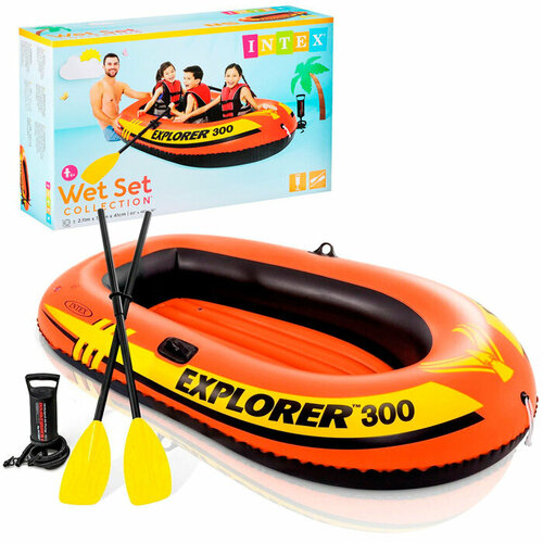 Надувная Лодка Explorer-300-Set трехместная 211*117*41см 58332 комплект для вёсел 84х64 мм