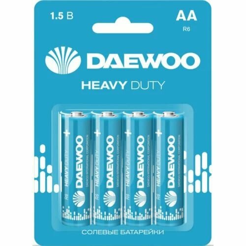 Батарейки DAEWOO R6/4BL Heavy Duty, 4 уп. батарейка aa gopower heavy duty r6 4bl 4шт 00 00015594