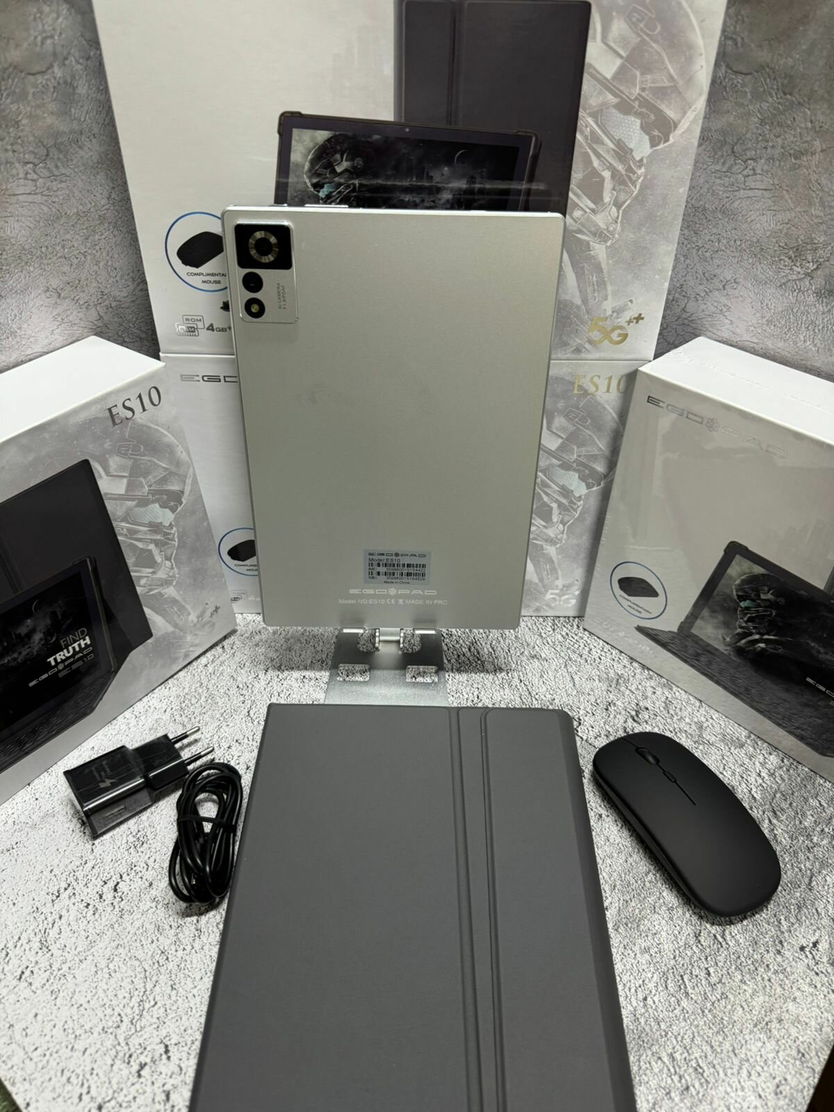 Портативный планшет EGOPAD ES10, универсальный планшет для работы, мощный планшет для игр и просмотра видео, 10.1", 128GB, Серебристый